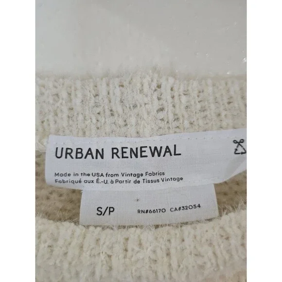 Urban Renewal Remnants Cropped Bell Sleeve Sweater Cream Textured Knit Small - Picture 7 of 10